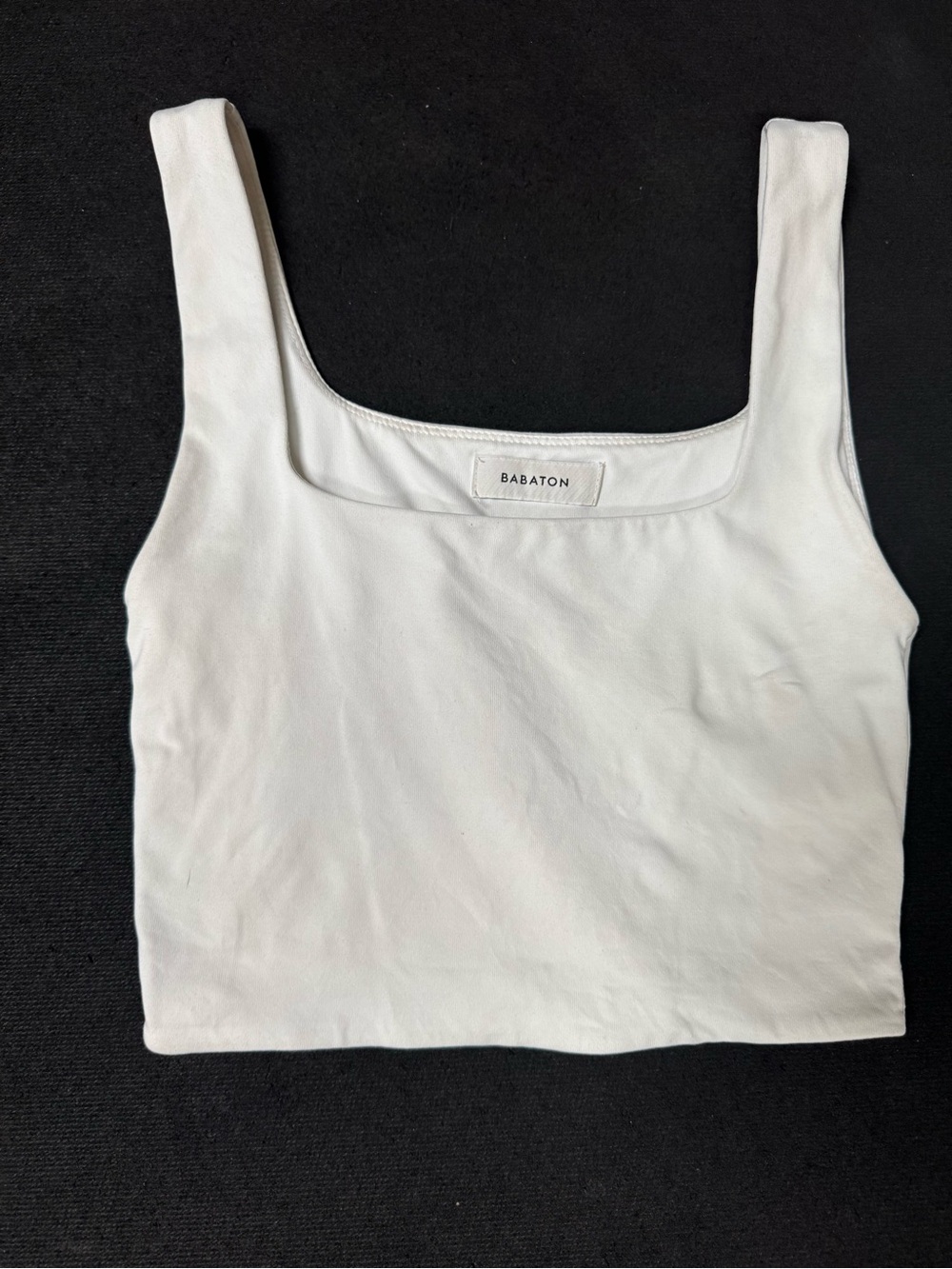 Aritzia Babaton Contour White Square Neck Crop Tank